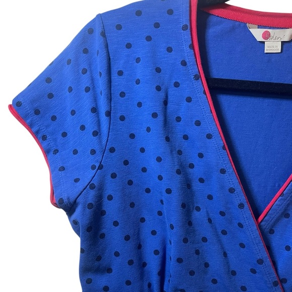 Boden surplice polka dot midi dress blue colorful career 10 - Picture 3 of 8